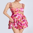 thumbnail image 4 of Women‘s Summer Mini Dress Tie Spaghetti Strap Floral Ruffle Hem Dress, 4 of 9