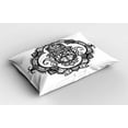 thumbnail image 2 of Hamsa Pillow Sham Curvy Ornate Frame with Antique Religious Motif Floral Ethnic Tattoo Hand of Fatima, Decorative Standard King Size Printed Pillowcase, 36 X 20 Inches, Black White, by Ambesonne, 2 of 2