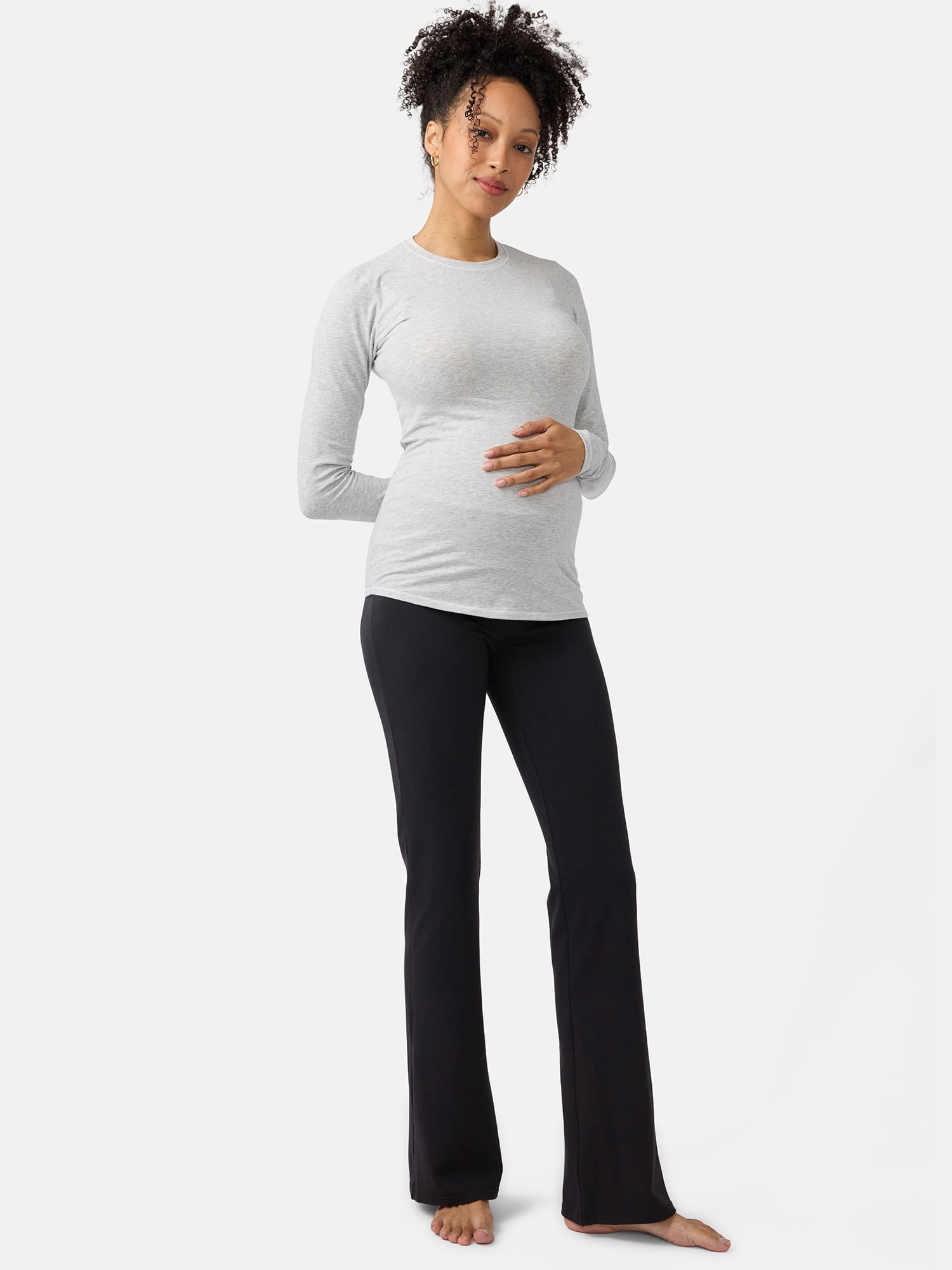 Ingrid & Isabel For Every Belly Women's Maternity Cotton Stretch Jersey Long Sleeve T-Shirt, Sizes S-XXXL
