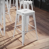 Flash Furniture Kai Commercial Grade 4 Pack 30" High Backless Distressed White Metal Indoor-Outdoor Barstool