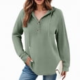 thumbnail image 4 of Towmus Women's Hoodie Oversized Waffle Knit Tops Henley Casual Shirts Long Sleeve Button V Neck Solid Color Casual Tunic Sweatshirt S-5XL, 4 of 7