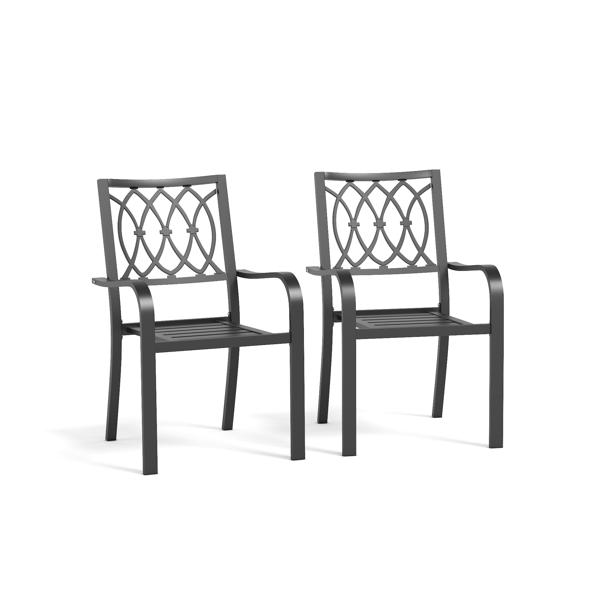 Heavy Duty Metal Patio Dining Chair with 350 lb Capacity, Ergonomic Breathable Outdoor Stackable Chair for Garden BBQ Party Camping, 30-Minute Easy Assembly, Black