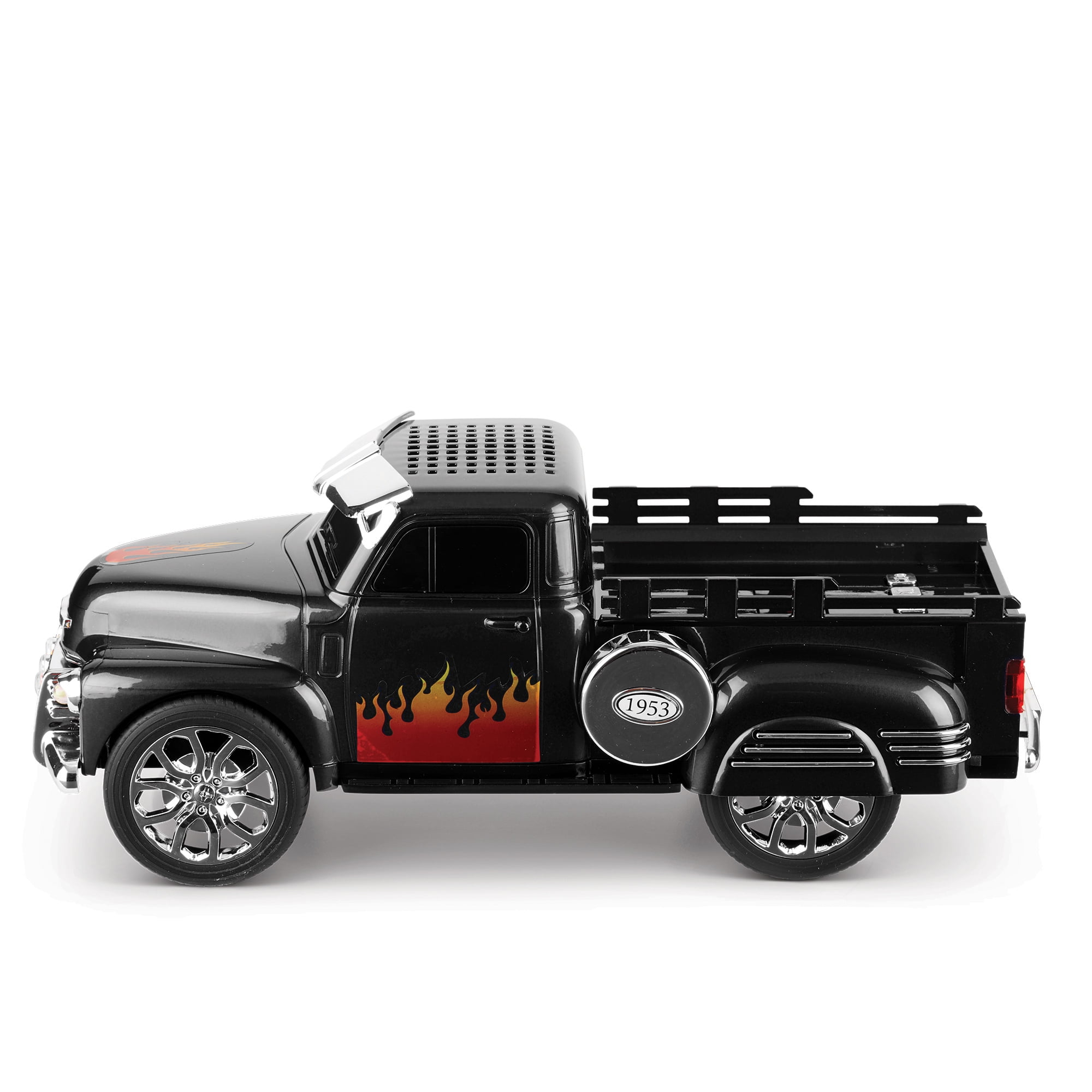 QFX BT-1953 RETRO TRUCK DUAL 2” BLUETOOTH SPEAKER WITH BASS RADIATOR AND ON-THE-GO LED LIGHTS (Black)