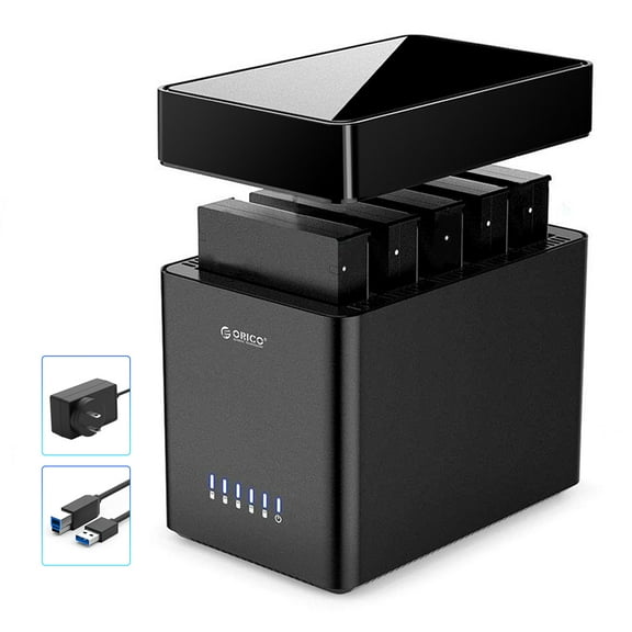ORICO 5 Bay Hard Drive Enclosure for 3.5 in SATA SSD/HDD External Hard Drive Docking Station USB 3.0 to SATA 5Gbps,with 12V/6.5A Max 90TB