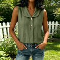 thumbnail image 6 of Ulitacool Womens Summer Shirts O Neck Solid Color Sleeveless Tank Tops Button Blouse Classic Clothes 2Xl Green, 6 of 9