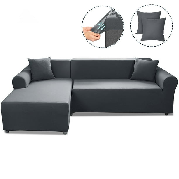 Safetyon Sofa Slipcover 2 Piece Sectional Couch Covers L Shape Stretch Slip Cover With 2pcs Pillowcases Furniture Protector For Pets Kids Children Com Safetyon Sofa Slipcover 2 Piece, 2 Piece Sofa And Loveseat Covers