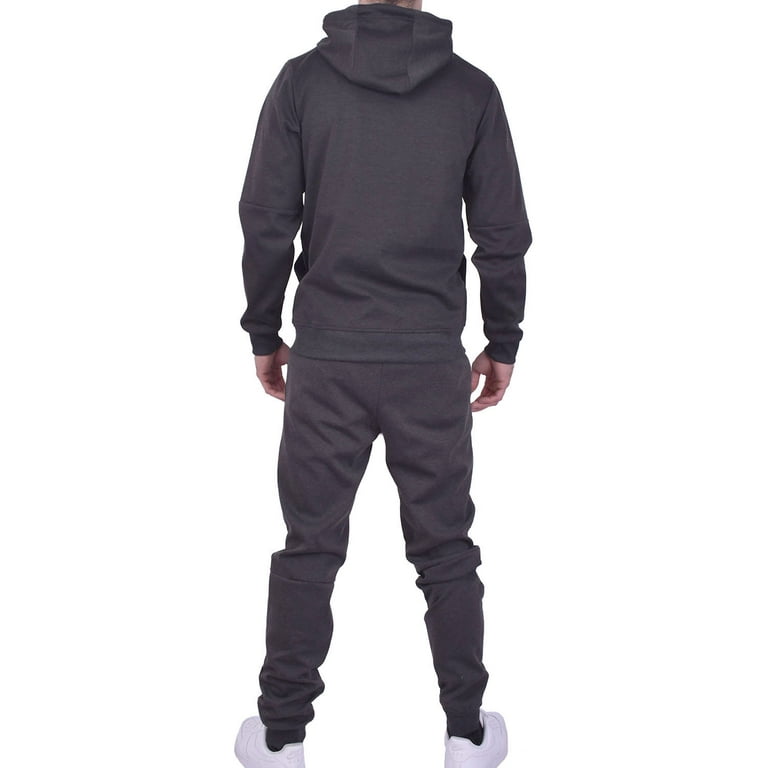 Riflessi Men's Athletic Sports Casual 2 Piece Solid Color Tracksuit Hoodie  Jogger Pants Sweatsuit Set (Charcoal Grey, 3XL) 