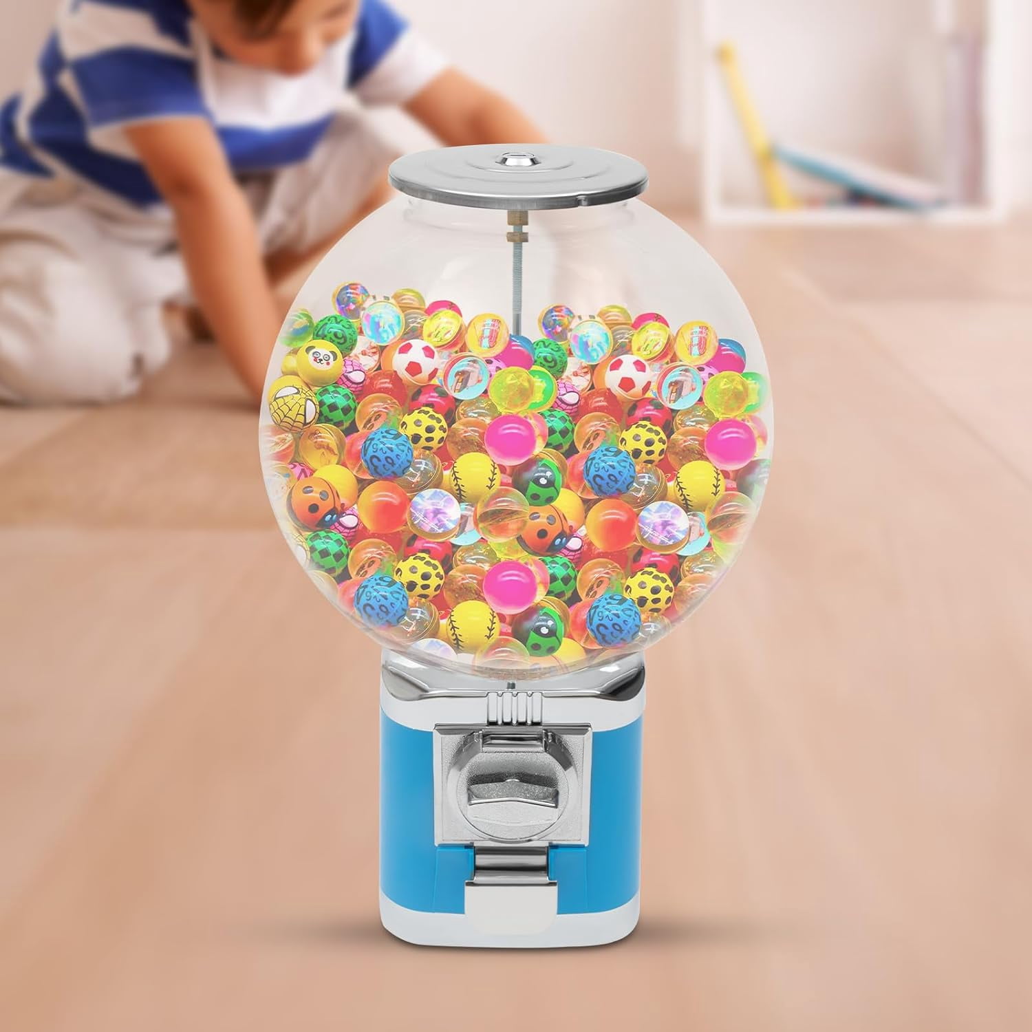 Vending Machine,1.26in Big Bubble Gumball Dispenser Machine w/Key,Classic Bubble Capsule Toys Candy Dispenser Vending Machine Gumball Machine for Game, Retail Stores (Sky Blue)