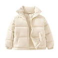 thumbnail image 2 of CYRBOKO Girls Puffer Jackets, Long Sleeve Lightweight Zip Up Lapel Winter Outerwear White Size 2-3 T, 2 of 5