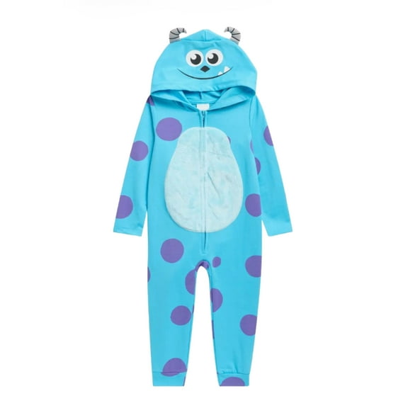 Monsters Inc. Sulley Toddler Kids One-Piece Costume Pajama, Hooded Romper, Size 3T
