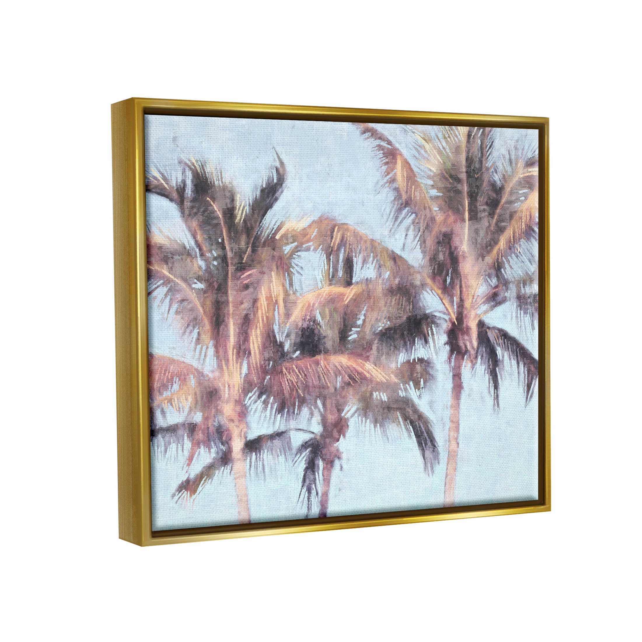 Stupell Industries Looming Palm Trees Tropical Sky Graphic Art Metallic Gold Floating Framed Canvas Print Wall Art, Design by Nina Blue