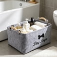 thumbnail image 4 of HomelyJoy Dog Toy Basket, Foldable Pet Storage Bin Box with Wooden Handles for Toys Blankets Leashes, Soft Felt Organizer for Home Travel, Light Gray, 1 Pack, 4 of 9