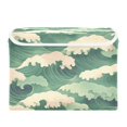 thumbnail image 7 of Yayeee Collapsible Storage Bin with Lid Fabric Closet Decorative Basket with Handles, Green Wave Pattern, 7 of 7