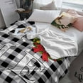 thumbnail image 3 of HOME Christmas Wreath Throw Flannel Blanket 40x50In Bow Retro Black And White Check Super Soft Cozy Bed Blanket, Lightweight Plush Fuzzy Bed Throw for Bedroom Sofa Couch Living Room, 3 of 4