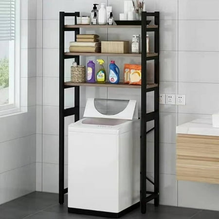 solautey Toilet Storage Cabinet, Multi-layer Metal Shelf for Top Load Washer, Space Saving Organizer for Bathroom/Laundry Room, Rustproof