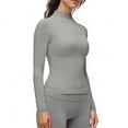 thumbnail image 6 of Trgacdwlo Womens Tops Mock Neck Long Sleeve Slim Fit Turtleneck Casual Layering Basic Soft Lightweight Stretch Womens Tshirts Gray XL, 6 of 7