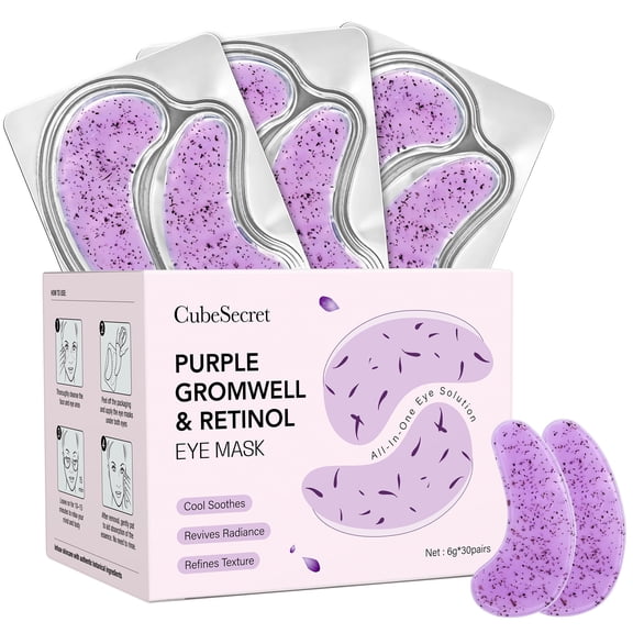 Under Eye Patches with Vitamin C Purple Gromwell and Retinol Eye Mask for Dark Circles and Puffiness, Eye Skin Care Products 30 Pairs