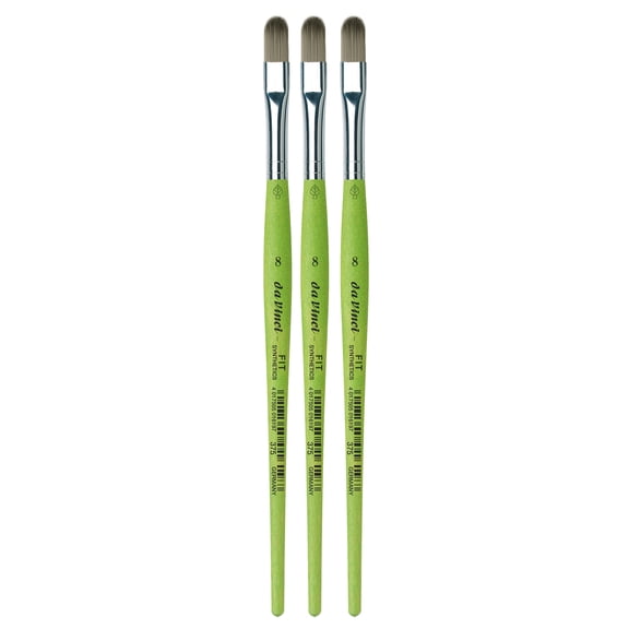 da Vinci FIT Synthetics Student Brush, Synthetic, Acrylic & Tempera, Filbert, Series 375, Size 8, Pack of 3