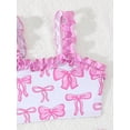 thumbnail image 5 of REDARER Girls Bow Print Two Piece Swimsuit with Ruffle Trim Straps & Ruffled Bottoms for Toddler Kids,18-24 Months, 5 of 6