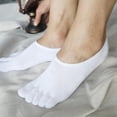 thumbnail image 4 of 4 Pairs Cotton Toe Socks No Show Low Cut Five Finger Socks Athletic Running Socks for Men, 4 of 8