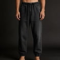 thumbnail image 6 of Xdegoge Denim Jogger Pants for Men Washed Trousers Cuffed Hem Relaxed Fit Elastic Waist Athletic Sweatpants with Pockets Casual Wear Daily Street Bottoms, 6 of 7