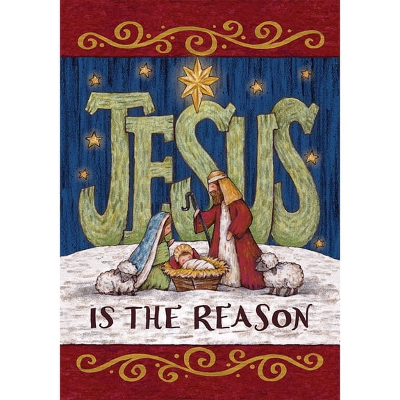 Custom Decor 3864FM 12 x 18 in. Jesus is the Reason Reversible Garden Polyester Flag
