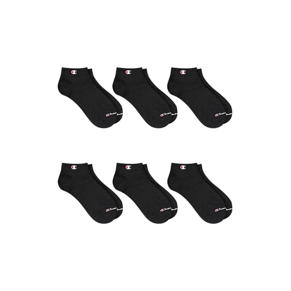 Champion Men’s Low Cut Socks 6 Pack – Flat Knit, Moisture-Wicking, Arch Support, Stretch Comfort, Sizes 6–12.5