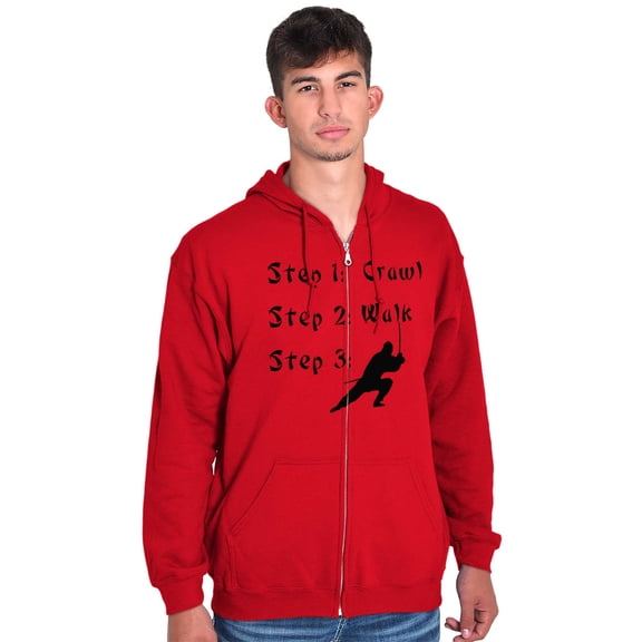 Crawl Walk Ninja Stealth Karate Men Big & Tall Zip Hoodie Brisco Brands 2X