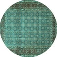thumbnail image 1 of Ahgly Company Machine Washable Indoor Round Persian Turquoise Blue Traditional Area Rugs, 3' Round, 1 of 4