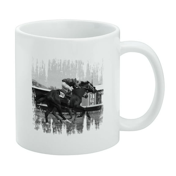 At The Track Horse Racing Vintage White Mug