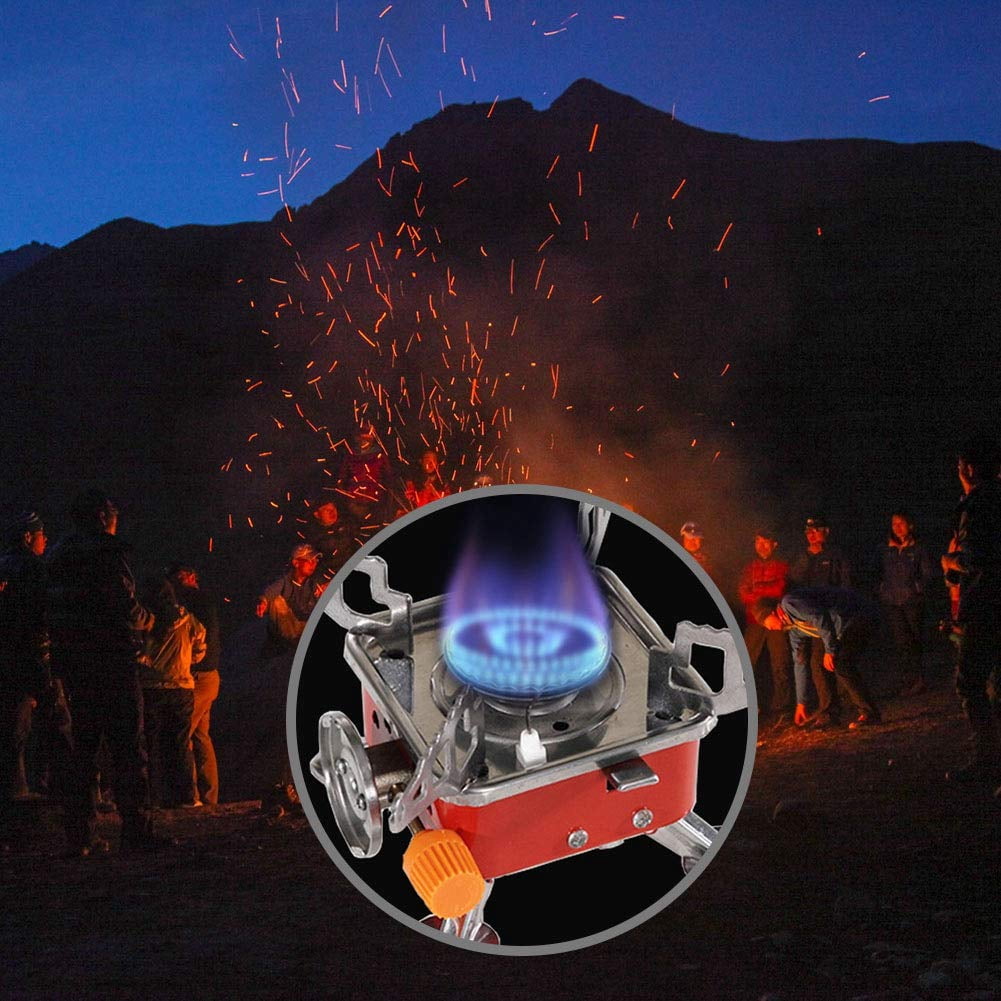 Mini Camping Stove, Portable Folding Windproof Small Gas Stove for Outdoor Camping Hiking Backpacking Road Trip