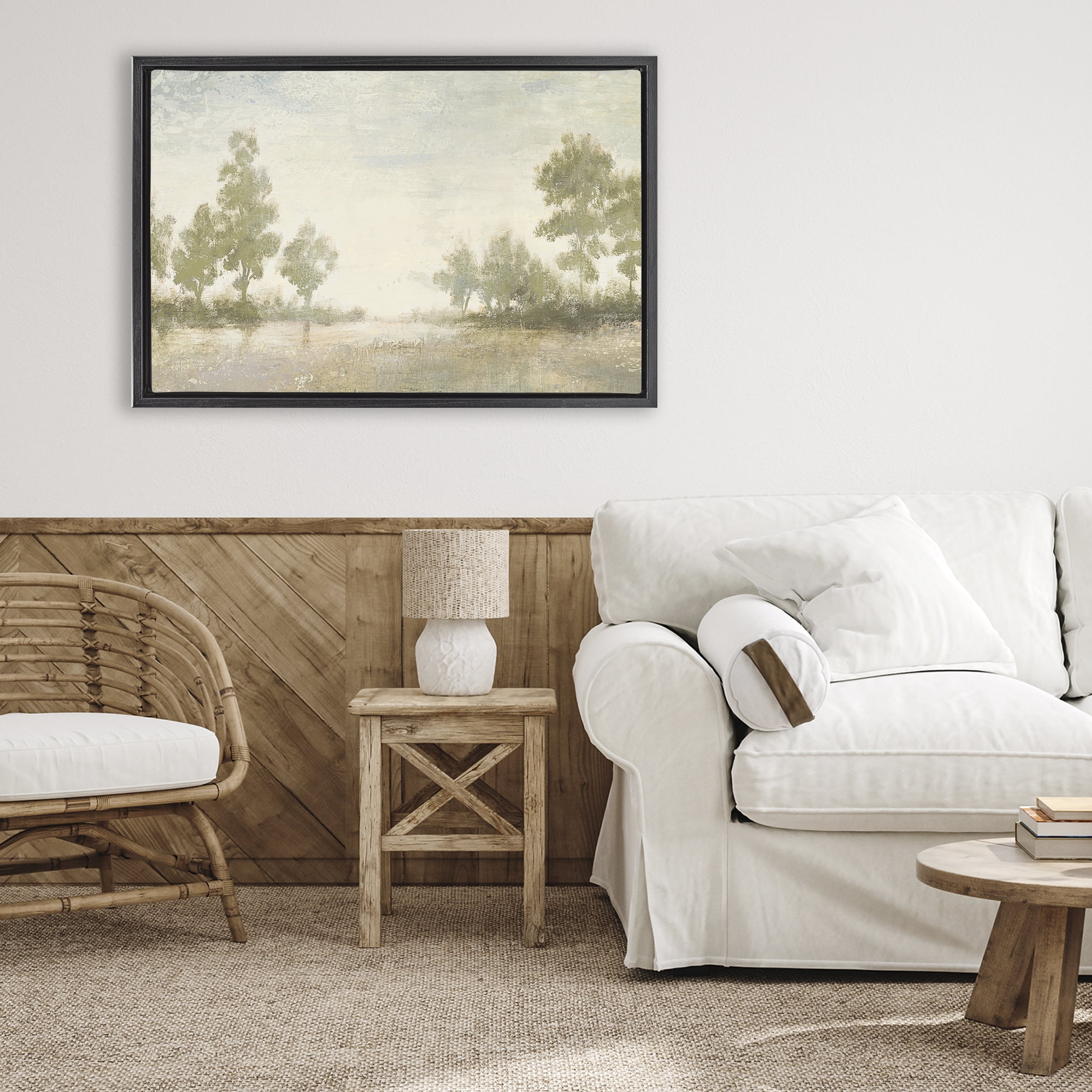 Stupell Industries Forest Light Distant Valley Black Framed Floater Canvas Wall Art, design by Michael Marcon