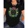 thumbnail image 1 of Camisetas gráficas para mujer, de manga corta, de algodón, para verano1pc Women'S Casual Christmas T-Shirt, Merry Xmas Print, Round Neck Short Sleeve, Stretchy Polyester Knit Fabric, Lightweight Hol, 1 of 7