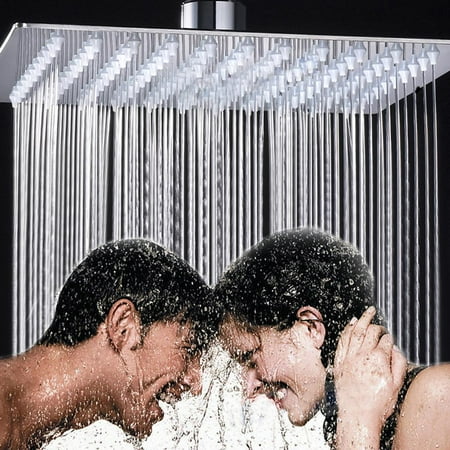 7.8 Inches Square Rain Showerhead,Large Stainless Steel High Pressure Shower Head,Ultra Thin Rainfall Bath Shower with Silicone Nozzle Easy to Clean and Install