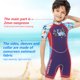 thumbnail image 5 of Greeniant Traje de neopreno para niños de 2MM, traje de buceo de una pieza, protección solar, ropa de neopreno térmica elástica, traje de Deportes acuáticos azul marino L, 5 of 6