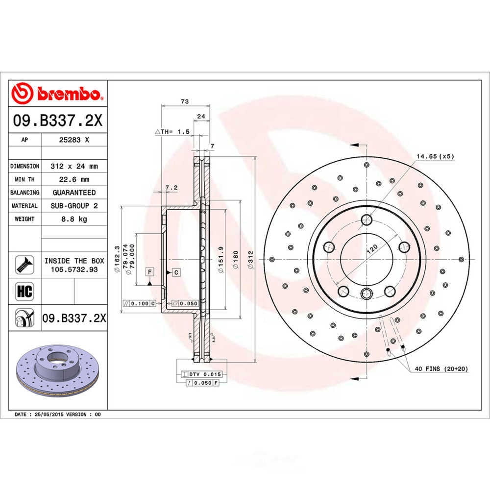 Brembo 09.B337.2X XTRA Disc Brake Rotor