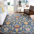thumbnail image 2 of Safavieh Blossom Collection BLM402A Handmade Premium Wool Area Rug, 6' x 9', Navy / Multi, 2 of 5
