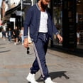 thumbnail image 6 of Men’s Two Piece Tracksuit Set Casual Bomber Jacket and Jogger Pants with Striped Print Athletic Style Outfit, 6 of 7