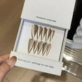 thumbnail image 2 of Magnetic Champagne Shiny Handmade Press on Nails for Women Simple Cat-eye Prom Pageant Long Stiletto Brown Fake Nails, 2 of 4