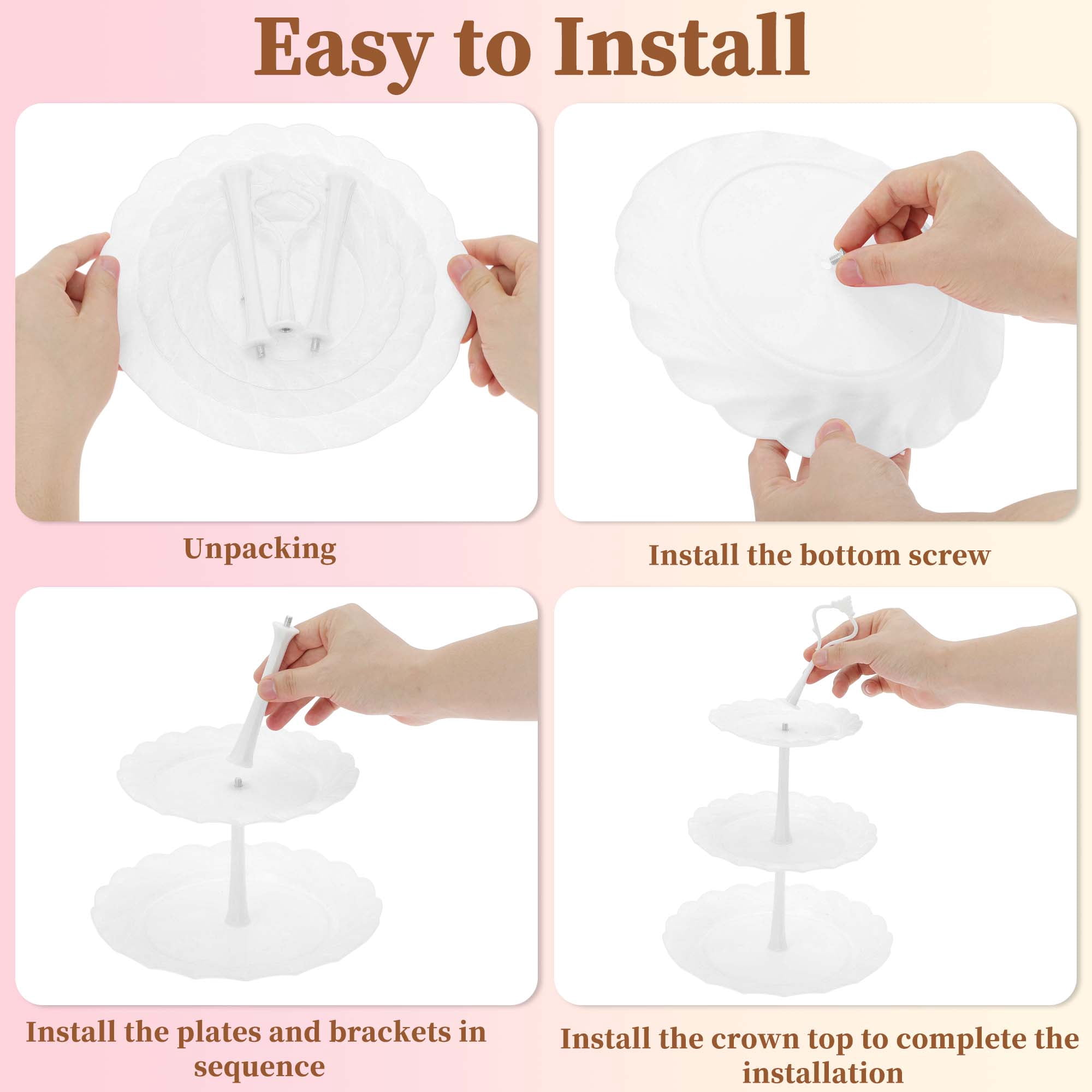 Unique Bargains 3-Layer Cupcake Stand Round Display Holder White