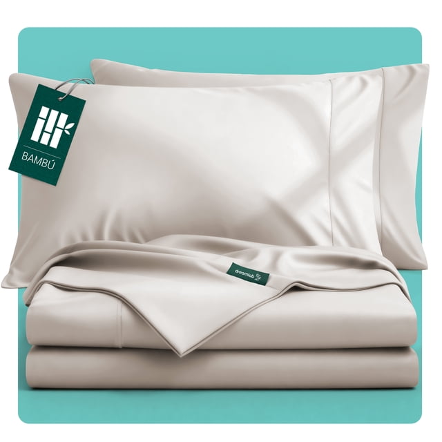 Juego de Sábanas de Bambú Dreamlab, Ropa de Cama Ultra Suave, Fresca, Hipoalergénica, Ecológica, Sábanas King Size de Bambú, Color Beige