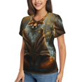 thumbnail image 2 of Fuzoiu Streamside Meditating Fox Print Women's Classic V-Neck T-Shirt, Short Sleeve V Neck Tees for Casual Everyday Wear,Casual Fit Tee,Summer Fashion Tops-XX-Large, 2 of 5