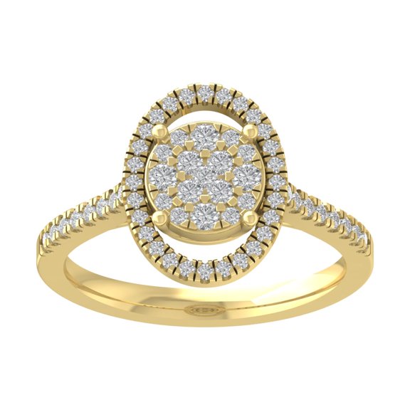 ARAIYA FINE JEWELRY 10K Yellow Gold Lab Grown Diamond Cluster Band Ring (1/2 cttw, D-F Color, VS Clarity), Size 7