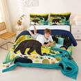 thumbnail image 3 of Manfei Brown Bear Queen Comforter Set,Sunset Mountain Comforter Sets Queen,Navy Blue Reversible,3 Pieces,1 Comforter and 2 Pillowcases, 3 of 7