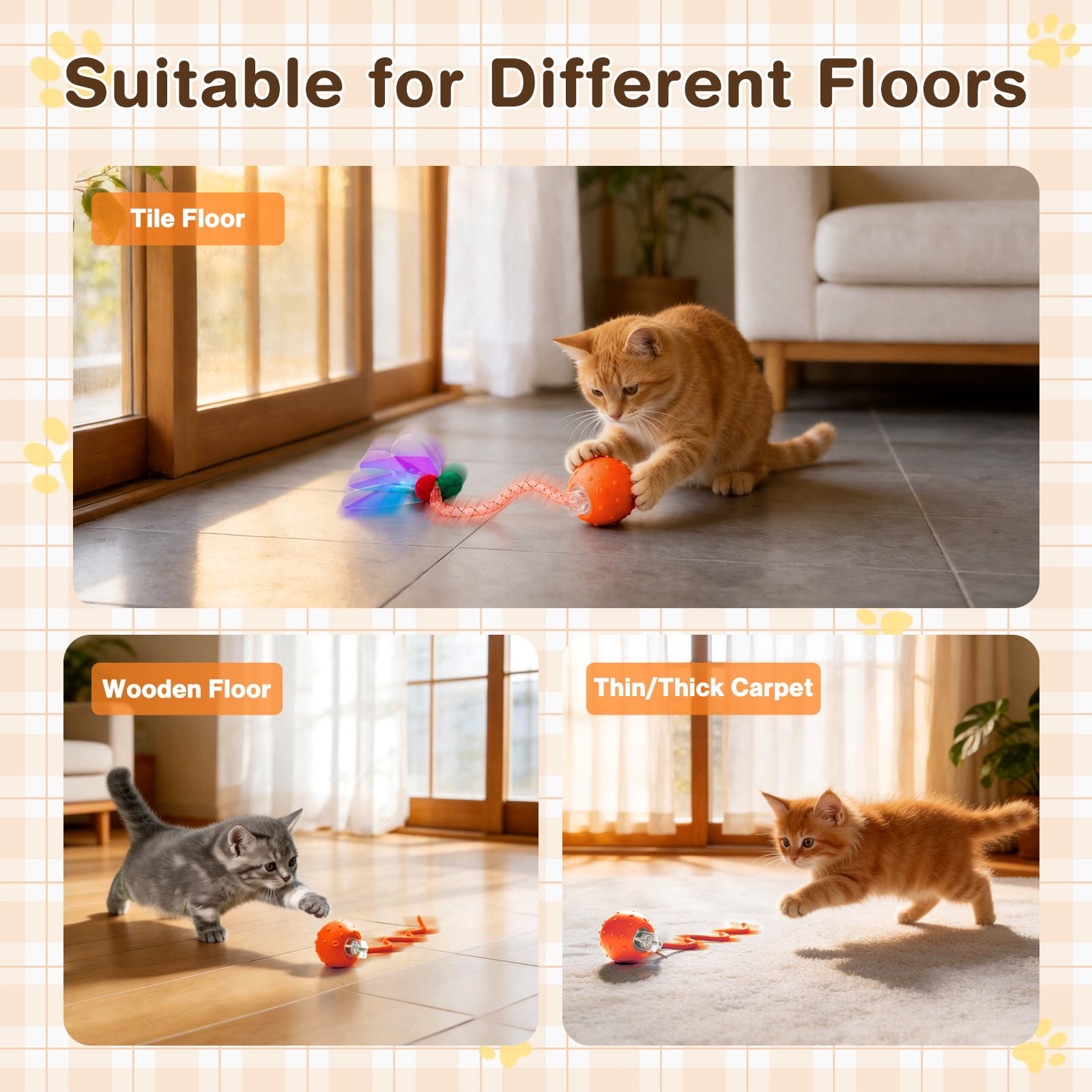 Risehigh Cat Toys for Indoor Cat Toy Smart Interactive Cat Toy Ball Rechargeable