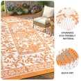 thumbnail image 6 of HIWEAVER Orange/White 8'x 10' Outdoor Rug Garden Decor Abstract Sun Pattern Carpet Plastic Straw Waterproof Reversible Patio Area Rug for Balcony Deck Picnic Portable Camping Mat, 6 of 8