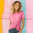 thumbnail image 3 of Dalix Be Kind Embroidered Cotton Relaxed Fit Short Sleeve Crewneck Tee Shirt Women in Charity Pink M Medium, 3 of 5