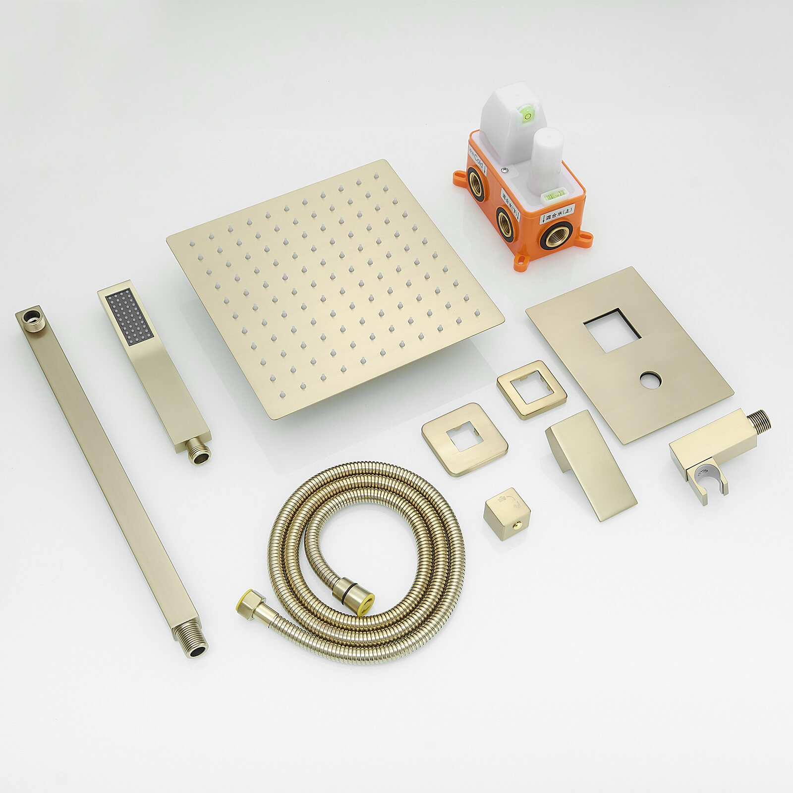 Bathroom Faucet Brushed Gold Shower System 10 Inch Bathroom Luxury Rain Mixer Shower Combo Set Wall Mounted Rainfall Shower Head and Handheld System Shower Faucet Set,Bathroom Sink Faucet