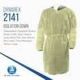 thumbnail image 2 of Dynarex Disposable Isolation Gowns - Full-Length, Max-Coverage - PPE Hospital Gown with Elastic Cuffs, Waist Ties - Non-Woven, No Latex - Yellow, Large, 1 Case - 10 Bags of 5, 2 of 7