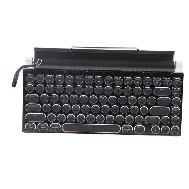 Clavier Rétro pour Machine à Écrire, Clavier Mécanique Vintage pour Machine à Écrire 83 Touches avec Capuchons Ronds en Métal, Clavier à Connexion Triple Mode pour Bureau PC Portable